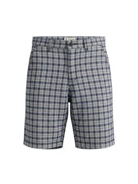 Islandia Mens Plaid Casual Shorts Navy & White Size 36